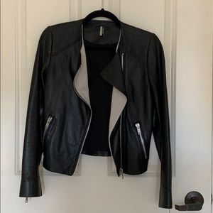 Black and white leather jacket